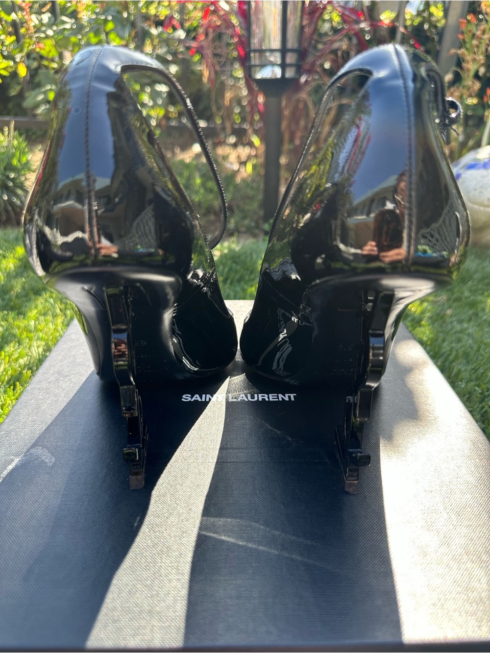 Saint Laurent Black Patent Opyum Logo-Heel Ankle-Strap Pump - Picture 3 of 15